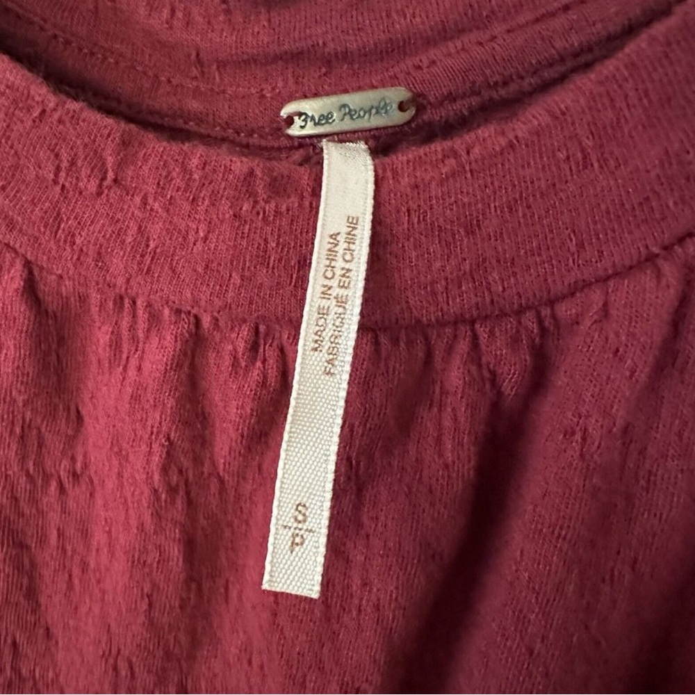 Free People Right On Time Burgundy/ Wine Oversized Tunic Top Size Small - Picture 13 of 13